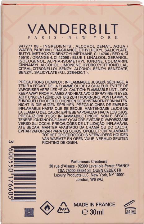 Nährwerte und Zutaten Gloria Vanderbilt Miss Vanderbilt (Eau de Toilette, 30 ml)