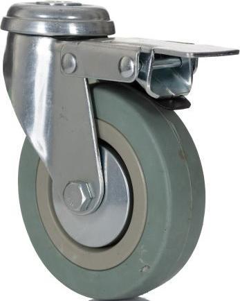 Produktbild RS PRO Braked Swivel Castor, 100mm, Rubber Tyre