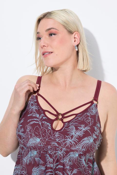 Image du produit Ulla Popken Robe de bain à bonnets souples et armatures, motif jungle, matières recyclée (52)