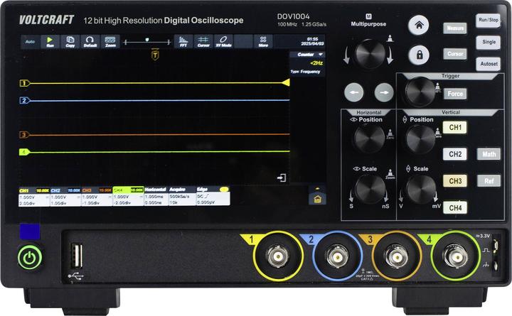 Actual product image Voltcraft DOV1004 Digital-Oszilloskop 100 MHz 4-Kanal 1.25 GSa/s 50 Mpts 12 Bit (CAT II)