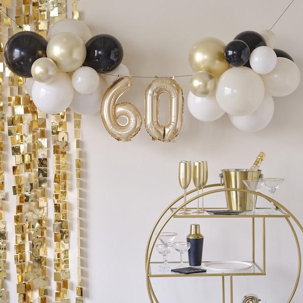 Ginger Ray Palloncino in foil nero e oro 40° compleanno