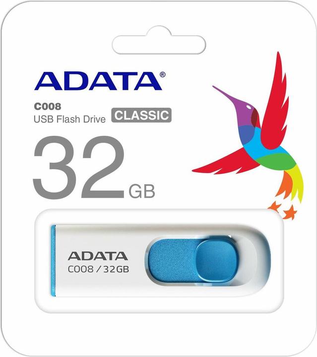 Produktbild Adata MEMORY DRIVE FLASH USB2 32GB/WH/BLUE AC008-32G-RWE (32 GB, USB-A)