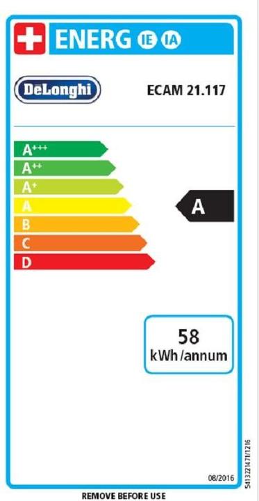 Label énergétique De'Longhi Magnifica S