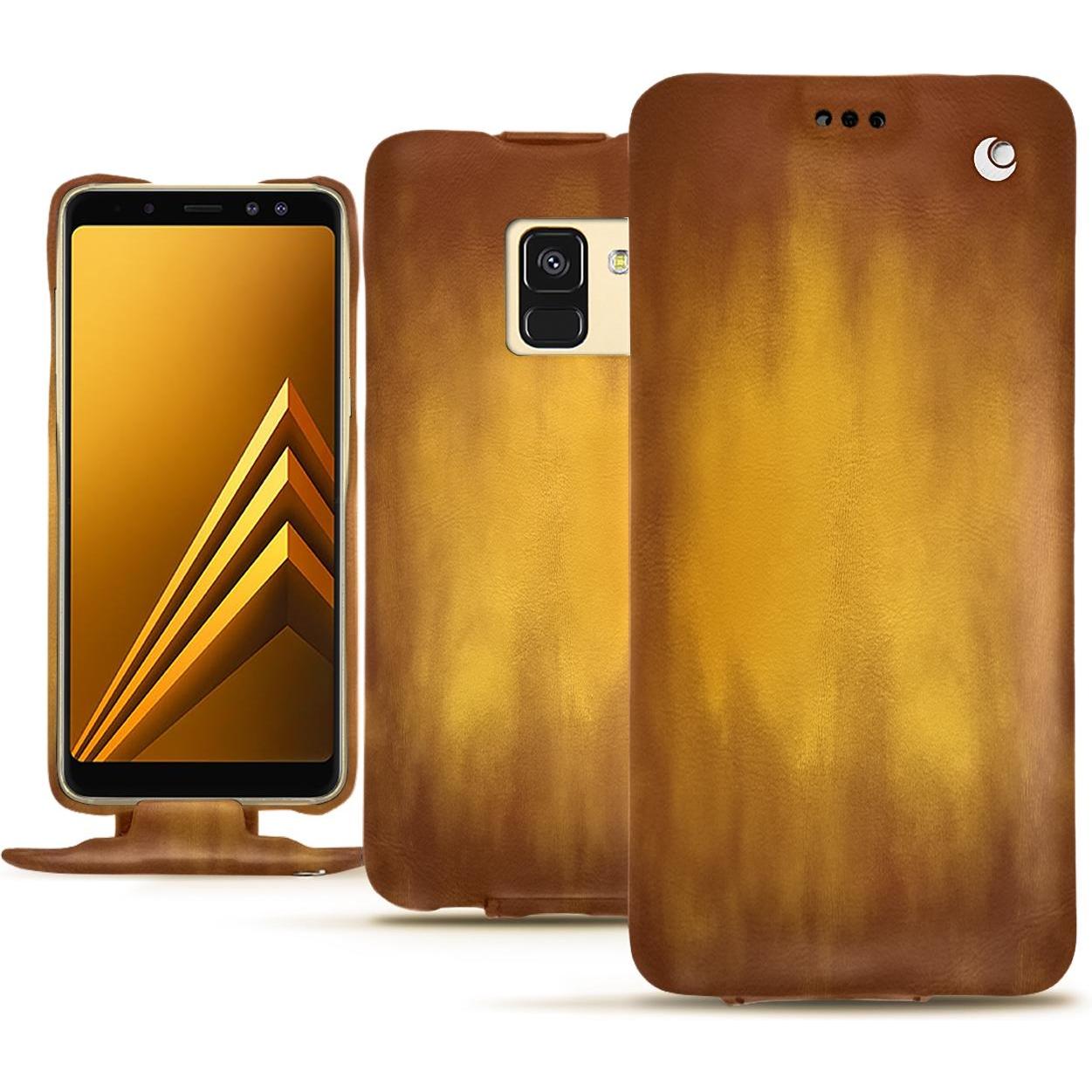 Noreve Lederschutzhülle vertikal (Samsung Galaxy A8+), Smartphone Hülle, Gold