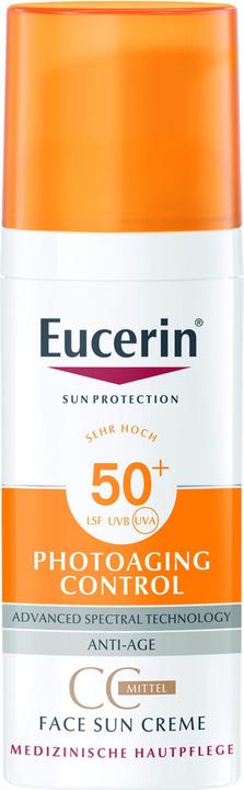 Eucerin Photoaging Control Face Sun CC Cream tinted SPF 50+ medium, 50 ml Cream (Sun cream face, SPF 50+, 50 ml)
