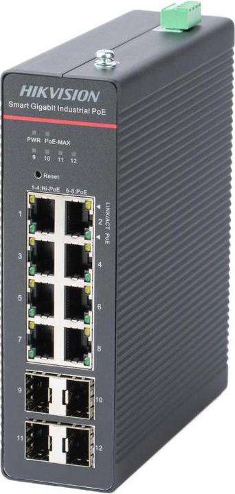 Hikvision DS-3T1512HP-SI-8P4F Industrie-Switch PoE (8 Ports)