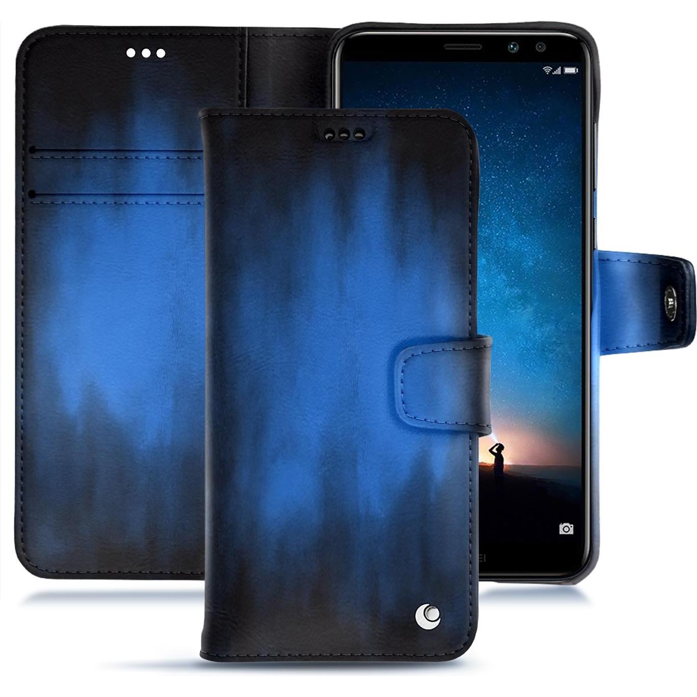 Noreve Lederschutzhülle Wallet (Huawei Mate 10 Lite), Smartphone Hülle, Blau