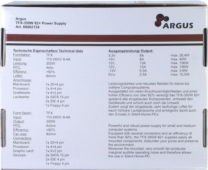 Image du produit Intertech Bloc d'alimentation Argus TFX 350W (88882154) (350 W)