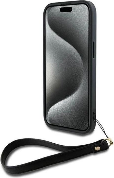 Actual product image DKNY DKHCP15SPBSWSK iPhone15 / 14 /13 6.1" czarny/black hardcase Wrist Strap Stock Logo (Apple iPhone 15)