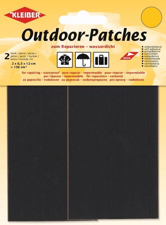 Actual product image Kleiber Outdoor-Patches, selbstklebend, 65 x 120 mm, schwarz zum Reparieren glatter Oberflächen, wasserdich (2 x)