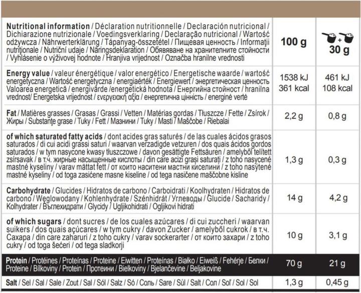Valeurs nutritives et ingrédients Corength Protéine de lactosérum en poudre Cookies & Cream (Cookie & Cream)