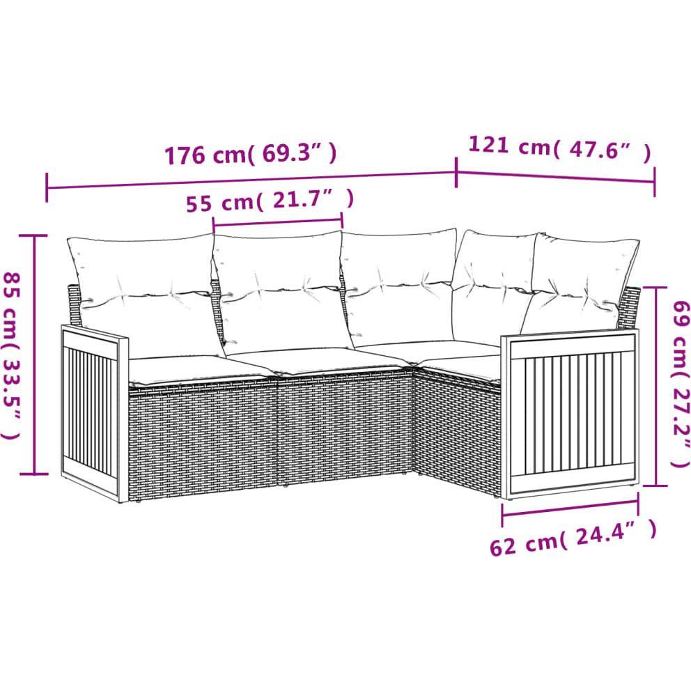 Thumbnail - VidaXL, Gartenlounge, 10-tlg. Garten-Lounge-Set mit Kissen