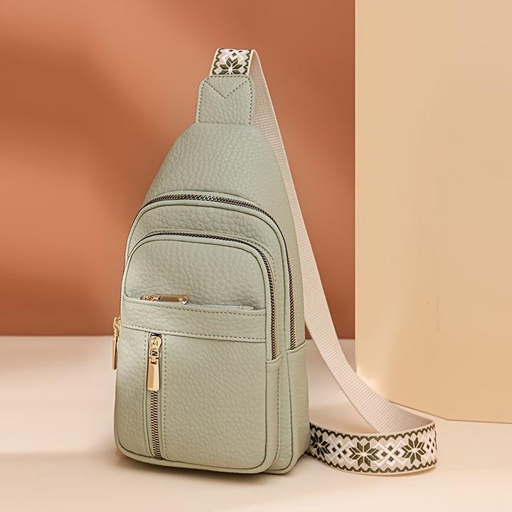 Actual product image Only-Bags.Store Vintage chest bag with multiple pockets and zip fastening, casual sports shoulder bag made of