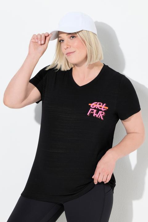 Actual product image Ulla Popken Funktions-Shirt, Cut-Outs, V-Ausschnitt, Halbarm, recycelt (50, 52)