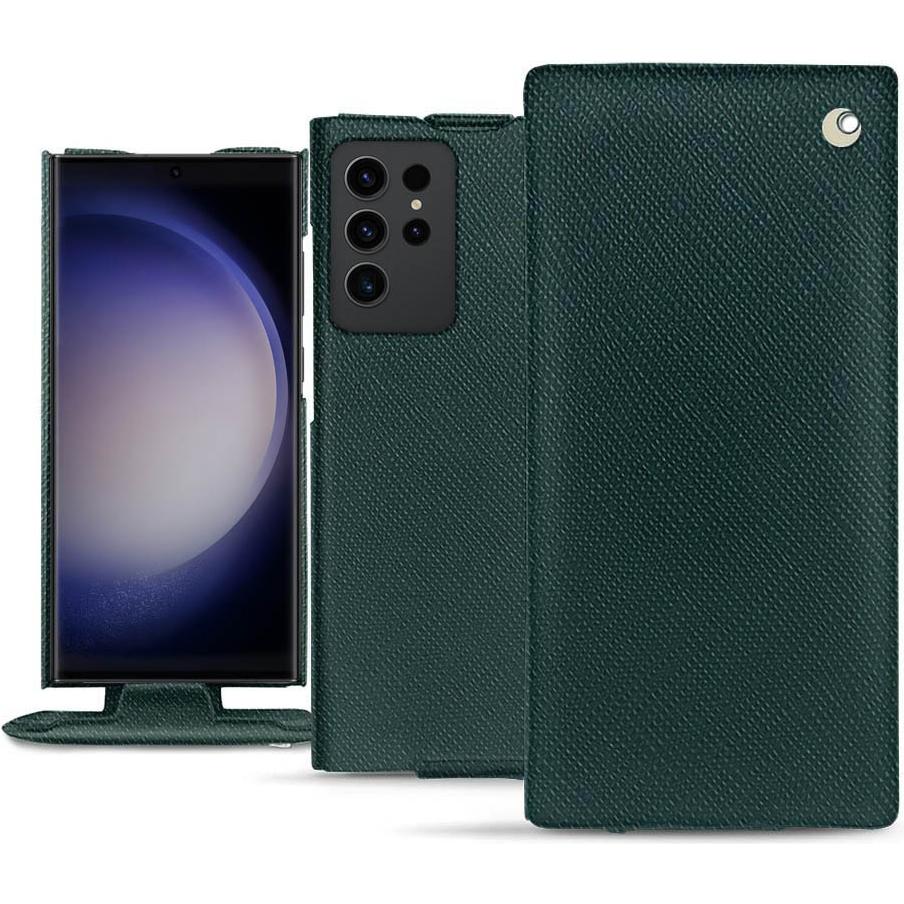 Noreve Lederschutzhülle vertikal (Samsung Galaxy S23 Ultra), Smartphone Hülle, Grün
