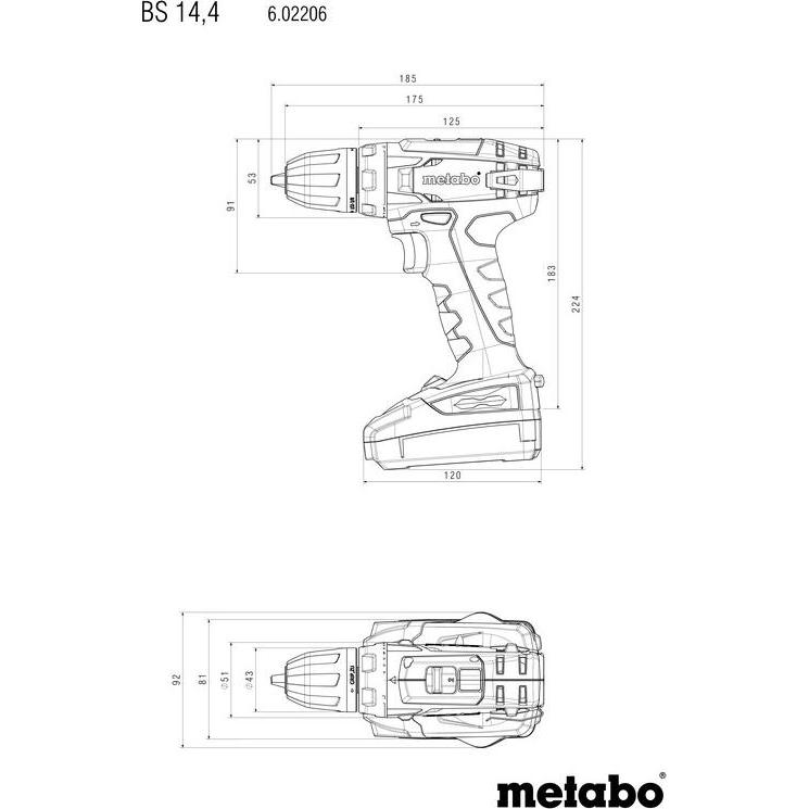 Thumbnail - Metabo, Bohrmaschine + Akkuschrauber, BS 14.4 Akku-Bohrschrauber 14. (Akkubetrieb)