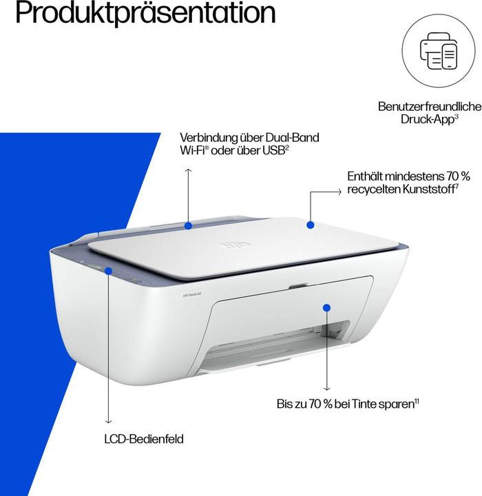 Produktbild HP Hewlett-Packard DESKJET 2922 ALL-IN-ONE WHITE NMS IN MFP (Tintenpatrone, Farbe)