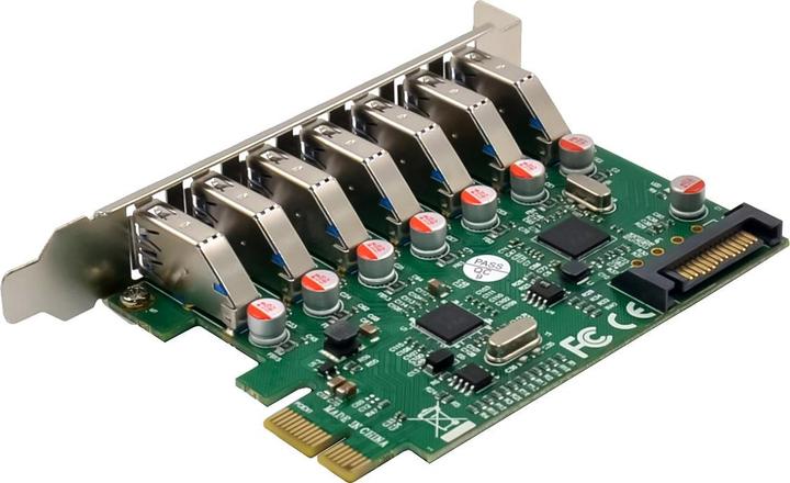 Produktbild InLine Schnittstellenkarte, 7x USB-A 3.2 Gen.1, PCIe, mit SATA Stromanschluss