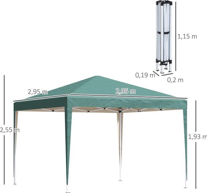 Produktbild Swisshandel24 Faltpavillon 2,95 x 2,95 m Pop-Up UV-Schutz Stahl+Oxford Grün (300 cm, 295 cm)