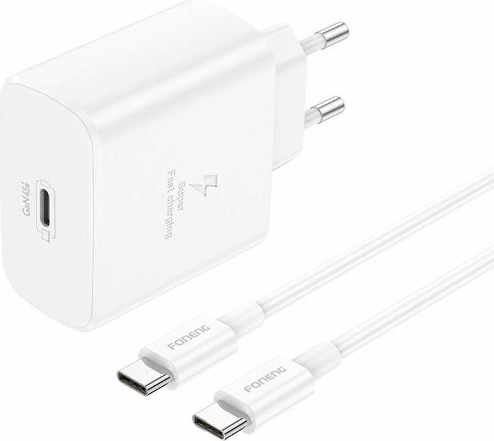 Actual product image Foneng EU62 USB-C 45W mains charger + USB-C cable (white) (45 W)