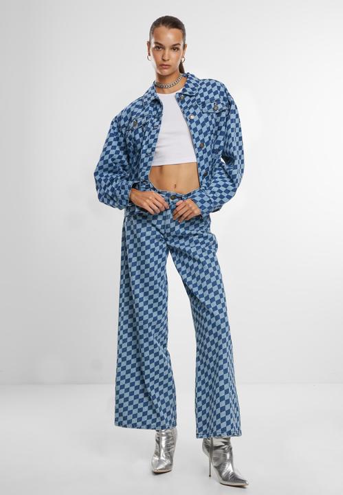 Actual product image Urban Classics Ladies 80's Oversized Laser Printed Denim Jacket - 166871 (XXL)