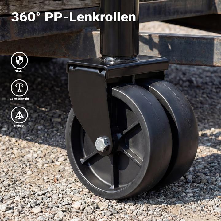 Produktbild Wiltec Doppelstützrad bis 680kg Schwerlast Anhängerstütze Schwenkarm Bugrad