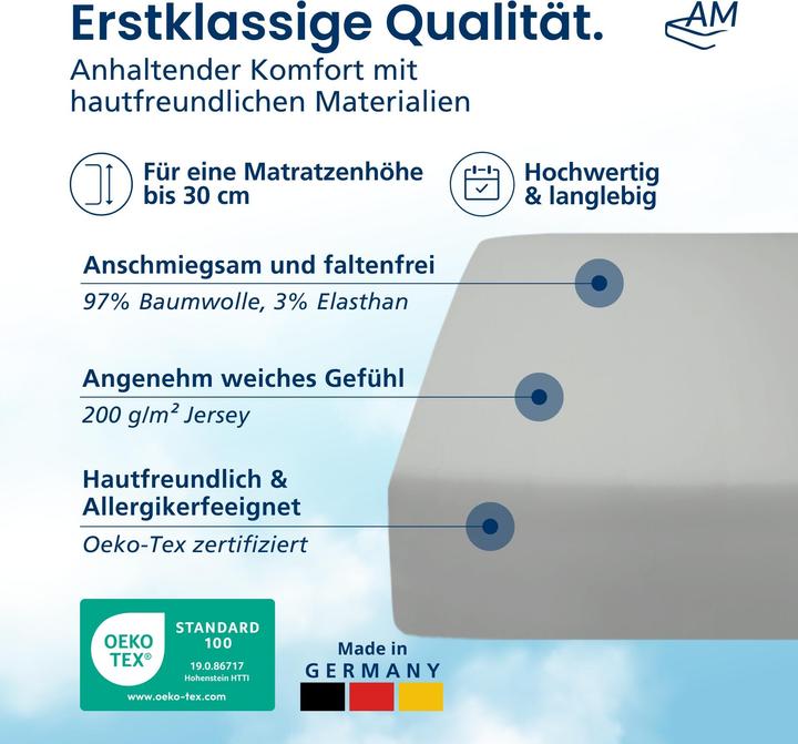 Actual product image AM Qualitätsmatratzen Premium Spannbettlaken für Matratze, Baumwolle (200gsm) (160 x 200 cm)