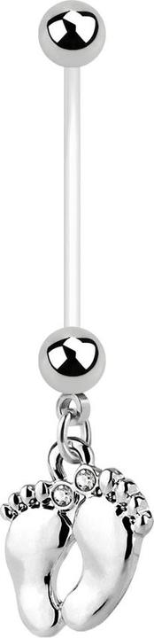 Produktbild Star Piercing Banane Schwangerschaft mit Baby Füsse silber (Kunststoff, ohne Messing, Chirurgenstahl 316L)