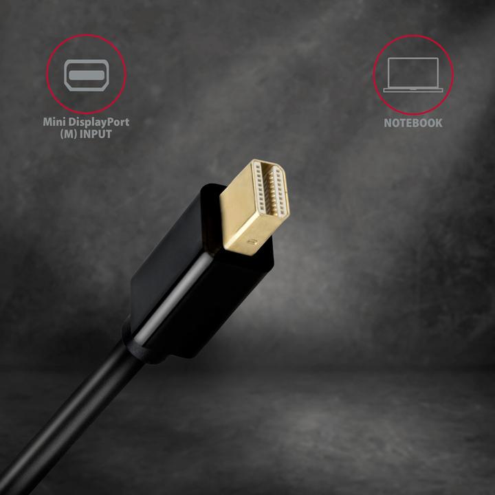 Actual product image Axagon RVDM-HI14C2 Mini DisplayPort to HDMI adapter cable, 4K/30 Hz, 180 cm long (1.80 m)
