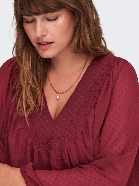 Produktbild Only Normal geschnitten V-Ausschnitt Elastische Bündchen Ballonärmel Top Top (46)
