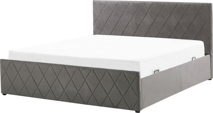 Produktbild Beliani Bett Samtstoff grau Lattenrost Bettkasten hochklappbar 180 x 200 cm ROCHEFORT (180 x 200 cm)