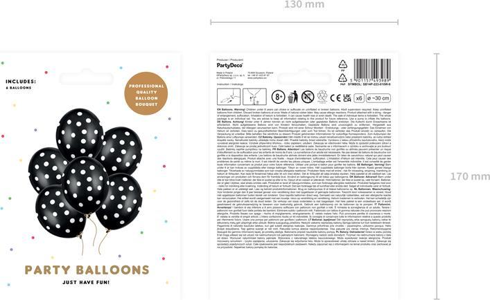 Actual product image Partydeco Balloons 30cm, Dots, Pastel Black (1 pkt / 6 pc.) (6 x)
