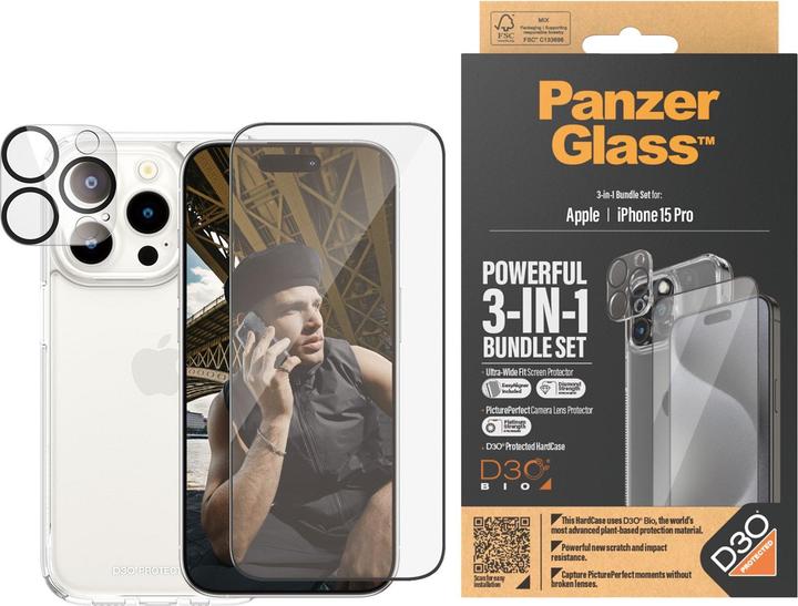 Actual product image PanzerGlass 3-in-1-Pack (1 Piece, Apple iPhone 15 Pro)