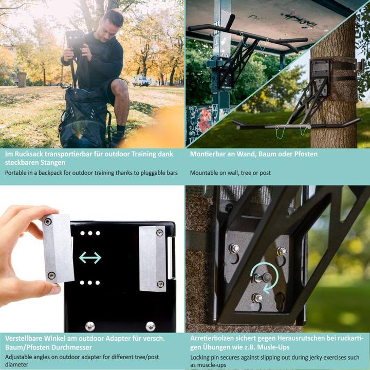 Image du produit Pullup & Dip Mobile Klimmzugstange und Dip-Stange für outdoor Training, über 35 Übungen, weltweit einzigartig