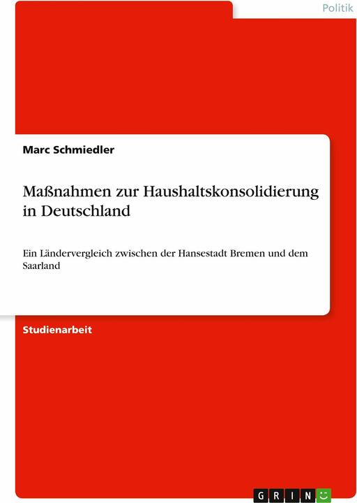 Produktbild Massnahmen zur Haushaltskonsolidierung in Deutschland (Deutsch, 2014)
