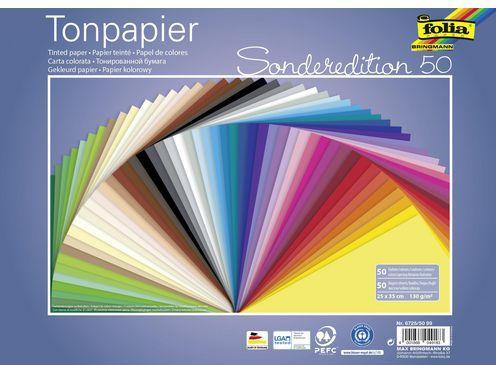 Produktbild Folia Tonpapier, (B)250 x (H)350 mm, 130 g/qm, sortiert (130 g/m², 50x)
