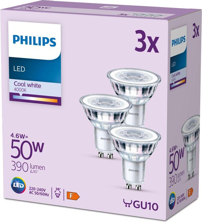 Produktbild Philips LED Classic (GU10, 4.60 W, 390 lm, 3 x, F)