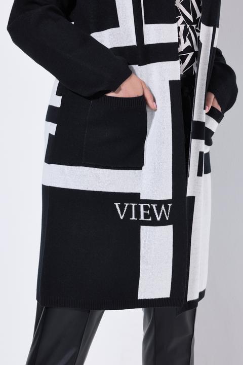 Produktbild Ulla Popken Long-Strickjacke, Jacquardstrick, V-Ausschnitt, Langarm (60)