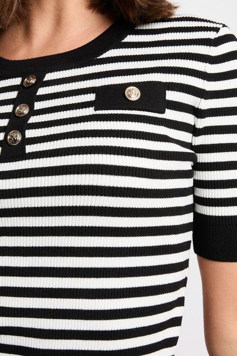 Produktbild Morgan Gestreifter Pullover mit kurzen Ärmeln und Rundhalsausschnitt (XS)