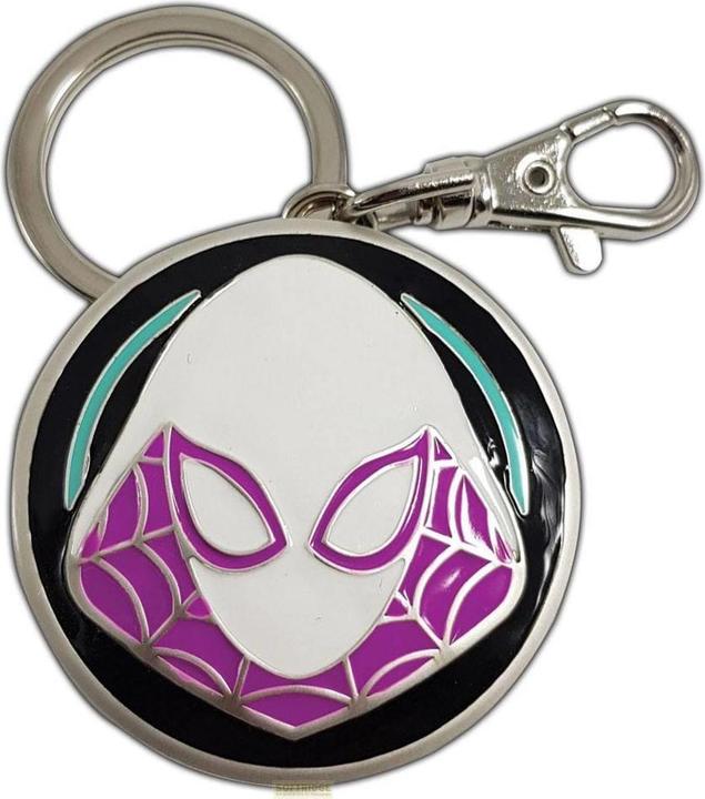 Actual product image Semic Marvel Comics metal keyring Spider-Gwen logo