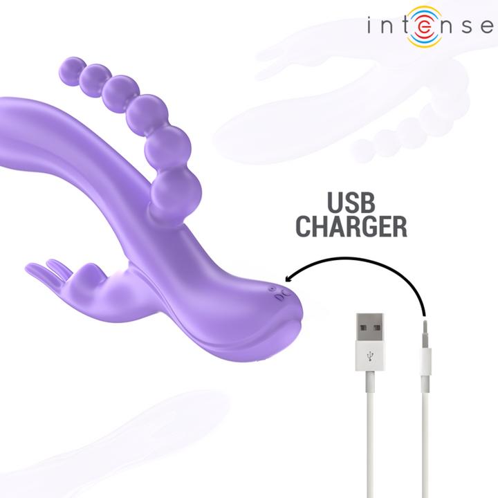 Actual product image Intense Miko Triple Vibrator Rabbit & Stimulator & Anal 7 Vibrations Purple