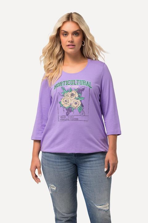 Image du produit Ulla Popken T-shirt, motif floral, base élastique, manches 3/4 (56)