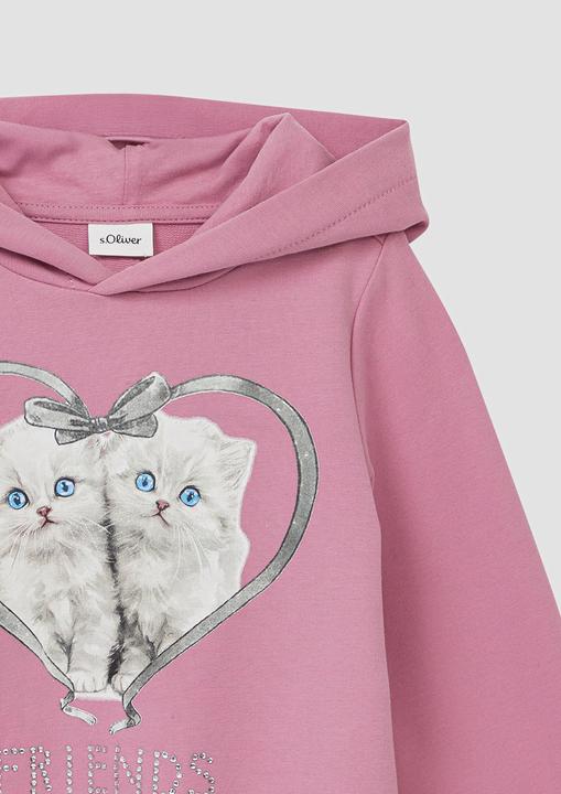 Produktbild s.Oliver Sweatshirt Hoodie mit Frontprint und Schmucksteinen (98)