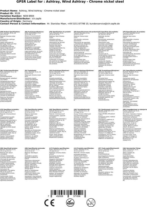 Image du produit Ich-zapfe Cendrier, Cendrier pour balcon - Acier au chrome-nickel