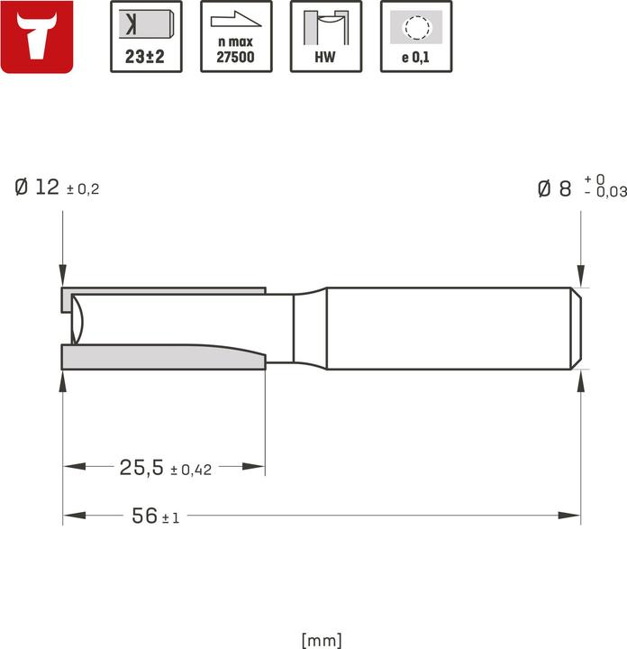 Produktbild Stier Nutfräser HM (HW) Ø 12 mm Schaft- Ø 8 mm