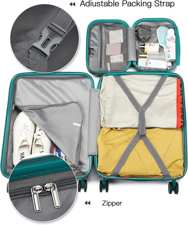 Produktbild Kono 2er Kofferset ABS Hartschalen Tuerkis (38 l)