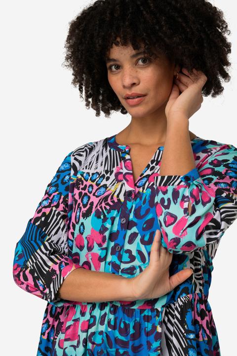Actual product image Angel of Style Colorful Leopard Pattern Tunic with 3/4 Sleeves and Tunic Neckline (52)