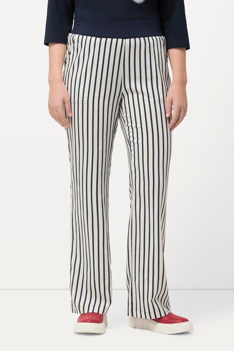 Produktbild Ulla Popken Hose Mary, Leinenmix, Streifen, weites Bein, Elastikbund (42)