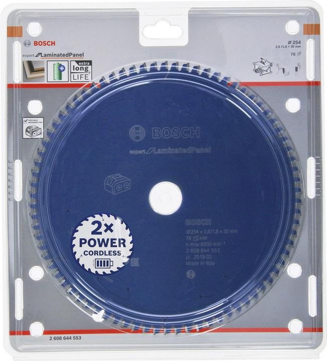 Produktbild Bosch Professional Zubehör Akku-Kreissägeblatt Expert for Laminated Panel, 254 x 2,6/1,8 x 30, 78 Zähne