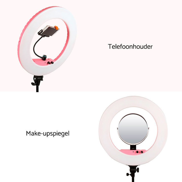 Immagine prodotto Caruba Vlogger 18 pollici LED rotondo, Set economico con borsa Rosa (Anello di luce)